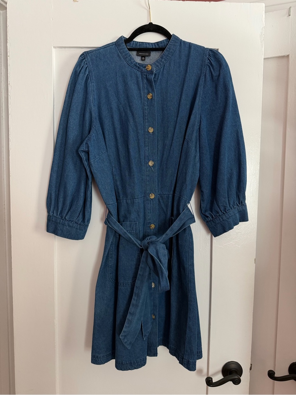Who What Wear Indigo Denim Button-Front Midi Dress